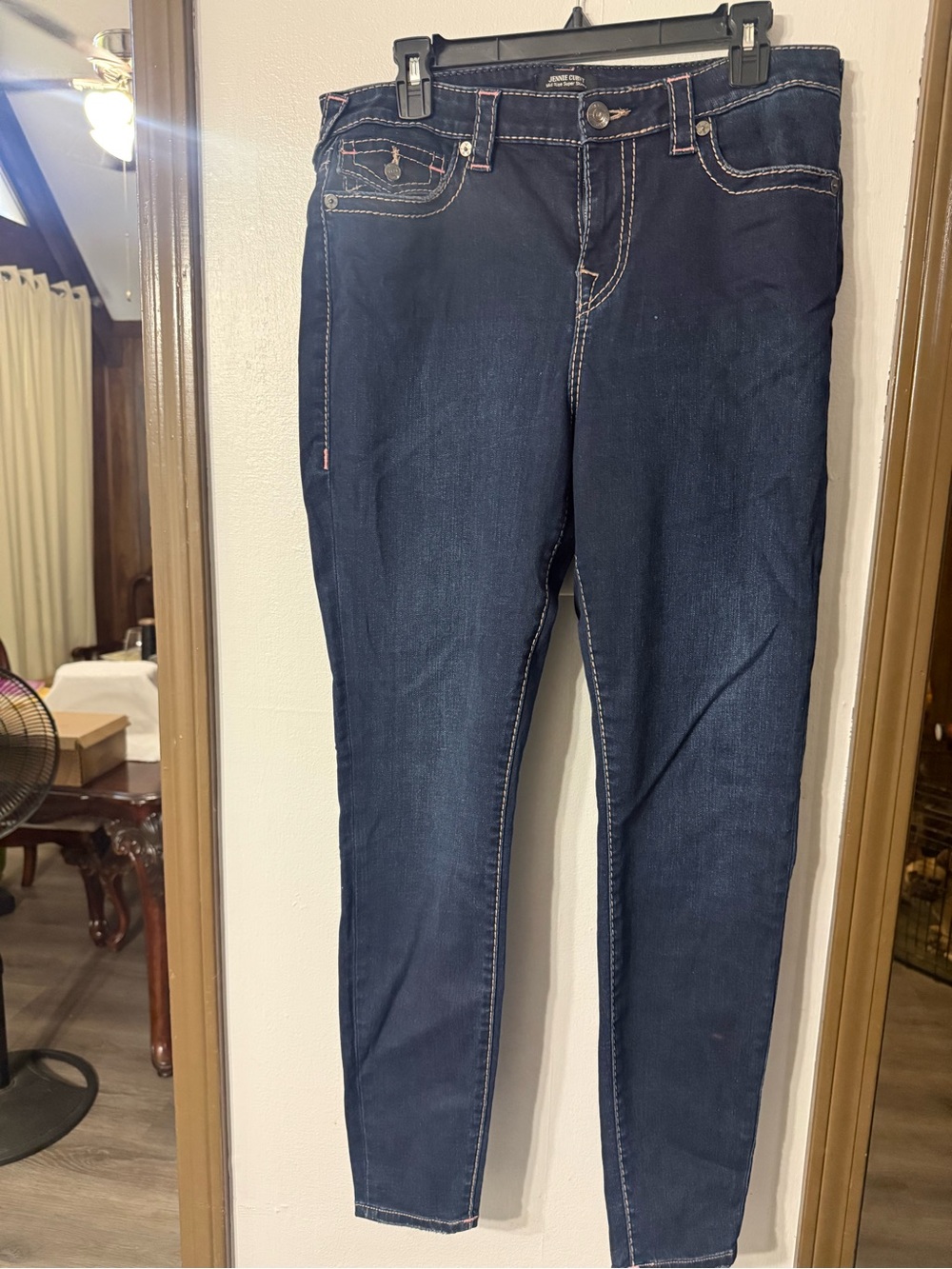 True Religion Jennie Curvy Mid Rise Super Skinny Jeans Dark Wash 32x29